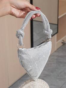 Vincy閃爍手拿包，閃耀鑽石時尚裝飾，宴會用包，手提包，晚禮服女性包，時尚包 - 銀色 - 查看 2
