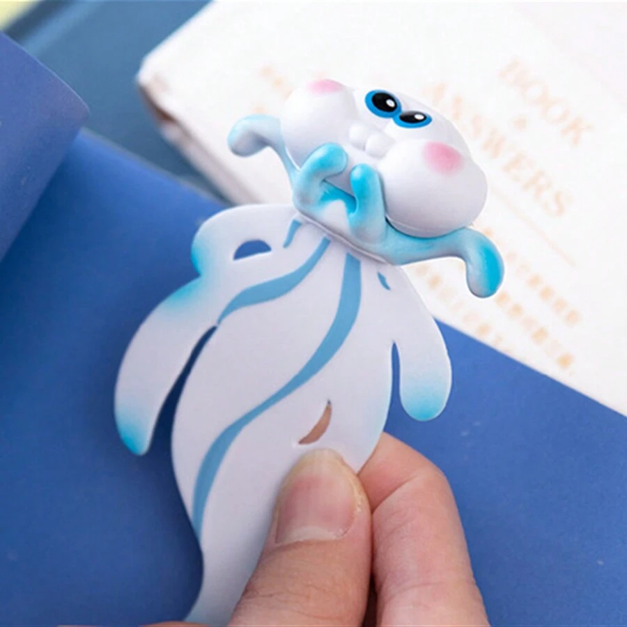 1個3d海洋動物水母形狀pvc書籤,可愛設計 - 藍白色 - 查看 1