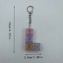 1pc Stack Block Design Mechanical Keyboard Style Unwind Keychain - Multicolor - View 6