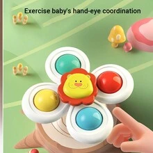 3入組卡通動物主題吸盤旋轉減壓玩具,適用於嬰幼兒,顏色隨機,浴室沐浴玩具 - 彩色 - 查看 2