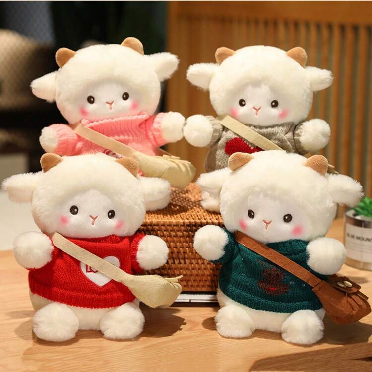 1 件隨機毛絨玩具,可愛的毛絨動物玩偶,女孩睡枕聖誕節、萬聖節禮物 - 彩色 - 查看 1