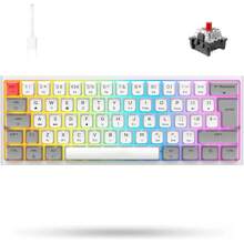Wired Mechanical Gaming Keyboard Portable 61 Key RGB Backlit Ergonomic - Light Grey - View 1