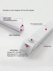 1入組led感應式燈條+1條充電線+2對磁力安裝座,適用於櫥櫃、走廊、壁櫥、廚房 - 暖白光 - 查看 6
