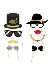 53 件生日照相亭道具套件,適合18 歲、21 歲、30 歲、40 歲、50 歲、60 歲生日,diy 有趣的黑色和金色生日快樂照片道具套裝,適合她和他的裝飾品,帶棍子,女孩和男孩的生日派對用品（21 歲） - 21歲 - 查看 4