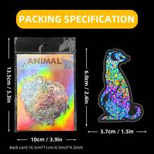 50 張可愛動物和鹿形銀色雷射全息貼紙適用於幼兒園獎勵和裝飾 - 彩色 - 查看 7