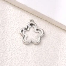 5pcs Gold-Colored Alloy Simple Hollow Out Floral Pendants For Making Delicate Earrings, Necklaces - Multicolor - View 7