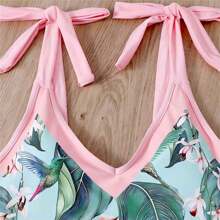 Vestido de Praia Estampa Floral Férias Balneário Vintage Francês, a Saia Inferior é uma Saia Verão de Tamanho Livre