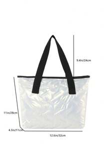 刺繡菱形肩背袋配大內袋,休閒、簡約、優雅女式肩背袋 - 米色 - 查看 4