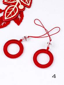 2入組2024新年龍紅diy流蘇結和球結紅繩裝飾,適用於小手工製作 - 紅色 - 查看 8