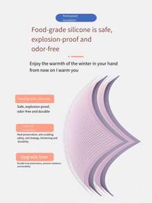 1pc Beige Silicone Hot Water Bag, Explosion-Proof Water Injection Hot Water Bag, Cute Plush Hand Warmer Bag, Cold & Hot, Microwavable - Beige - View 6