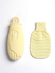 1pc Beige Silicone Hot Water Bag, Explosion-Proof Water Injection Hot Water Bag, Cute Plush Hand Warmer Bag, Cold & Hot, Microwavable - Beige - View 4