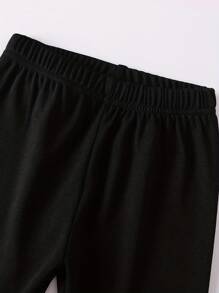 Young Girl Heart & Figure Graphic Ruffle Trim Tee & Flare Leg Pants