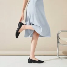 Rominz Women's Flats Shoes Comfortable Black PU Leather Ballet Flats For Women Casual Round Toe Dress Shoes Slip On Shoes Lightweight Foldable - màu đen - Xem 10