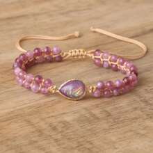 永遠愛你水滴模擬蛋白石手環,編織編織友誼瑜伽紫晶石手環女性,情人節禮物 - 紅木紋 - 查看 13