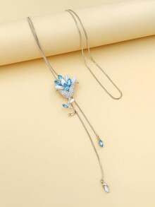 1 件女式時尚高端毛衣鍊長項鍊,優雅,經典秋冬毛衣配件 - 淺藍色 - 查看 3