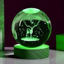 1入組3d激光雕刻水晶球配木質底座,彩色led燈,適用於客廳,臥室,家居裝飾,夜燈,情人節女友禮物,妻子的周年紀念禮物。 - 水晶球 - 查看 6
