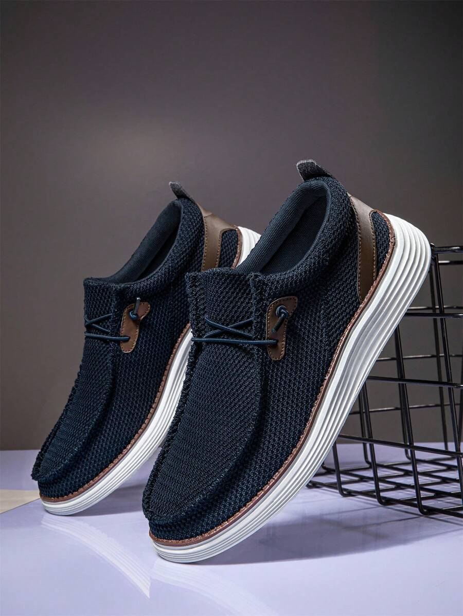Men Boat Shoes Slip On Flats Shoes Loafers Casual Sneakers Lightweight Work Walking Traveling Shoes - 寶藍色 - 查看 1