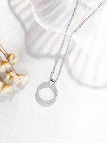 1條鑲鑽石的圓形鎖骨項鍊,時尚精美,適合女性日常佩戴 - 彩色 - 查看 3