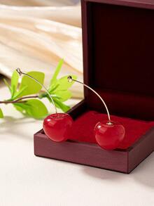 Lindos Aretes Y Collar Con Decoración De Cerezas - Rojo - Ver 18