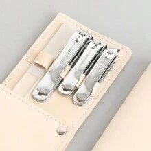 4入組便攜式修指甲套裝,帶有指甲刀、剪刀、指甲銼和旋轉盒 - 銀色 - 查看 3