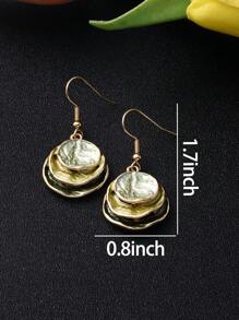 1 Set (2pcs Earrings & 1pc Necklace) Bohemian Style Three Layers Round Enamel Zinc Alloy Jewelry Set, Perfect Match For Daily Outfits Of Lovely And Elegant Women And Girlfiends - Geometry - View 7