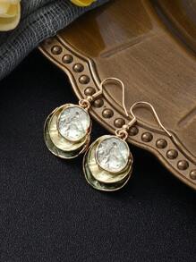 1 Set (2pcs Earrings & 1pc Necklace) Bohemian Style Three Layers Round Enamel Zinc Alloy Jewelry Set, Perfect Match For Daily Outfits Of Lovely And Elegant Women And Girlfiends - Geometry - View 9