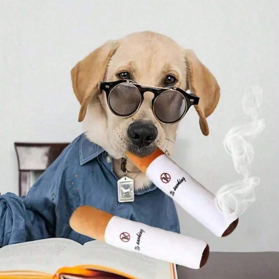 狗狗香煙布娃娃玩具,耐咬且可清潔牙齒 - 白色 - 查看 1