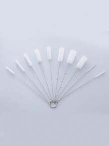 10 件不鏽鋼尼龍管刷、嬰兒奶瓶杯清潔刷、多功能鬃毛刷套裝 - 白色 - 查看 1