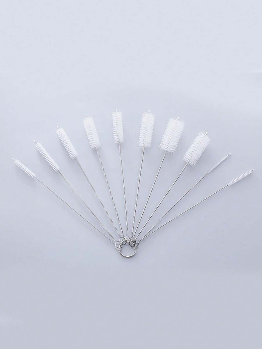 10 件不鏽鋼尼龍管刷、嬰兒奶瓶杯清潔刷、多功能鬃毛刷套裝 - 白色 - 查看 1