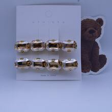 1 對日常使用彩色水鑽裝飾壓克力合金髮夾 - 淺黃 - 查看 11
