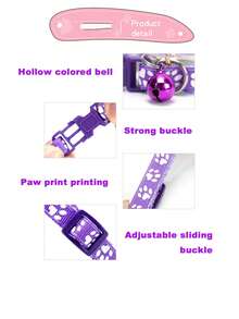 HHJASLQVQ 1pc Adjustable Pet Collar With Paw Prints And Bells, Suitable For Dogs And Cats, Multi-Color For Outdoor Photography - Red - View 6