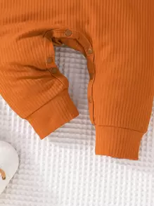 Baby Boy 2pcs/Set Fall & Spring Long Sleeve Striped Casual Romper With Open Crotch And Beanie