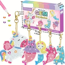 1 件创意儿童艺术和工艺品 - 制作您自己的迷你吊坠 - 5D 钻石画 DIY 艺术套装篮子填充礼物，锻炼儿童动手能力、创意 DIY、儿童绘画、锻炼、艺术和工艺品、儿童艺术和工艺品、儿童工艺品 - 彩色 - 查看 4