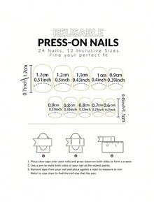 24入組帶有花朵和綠葉設計的短橢圓形美甲貼紙,有光澤的表面,附帶1片果凍膠和1個指甲文件,適用於女性美甲裝飾藝術 - 彩色 - 查看 4