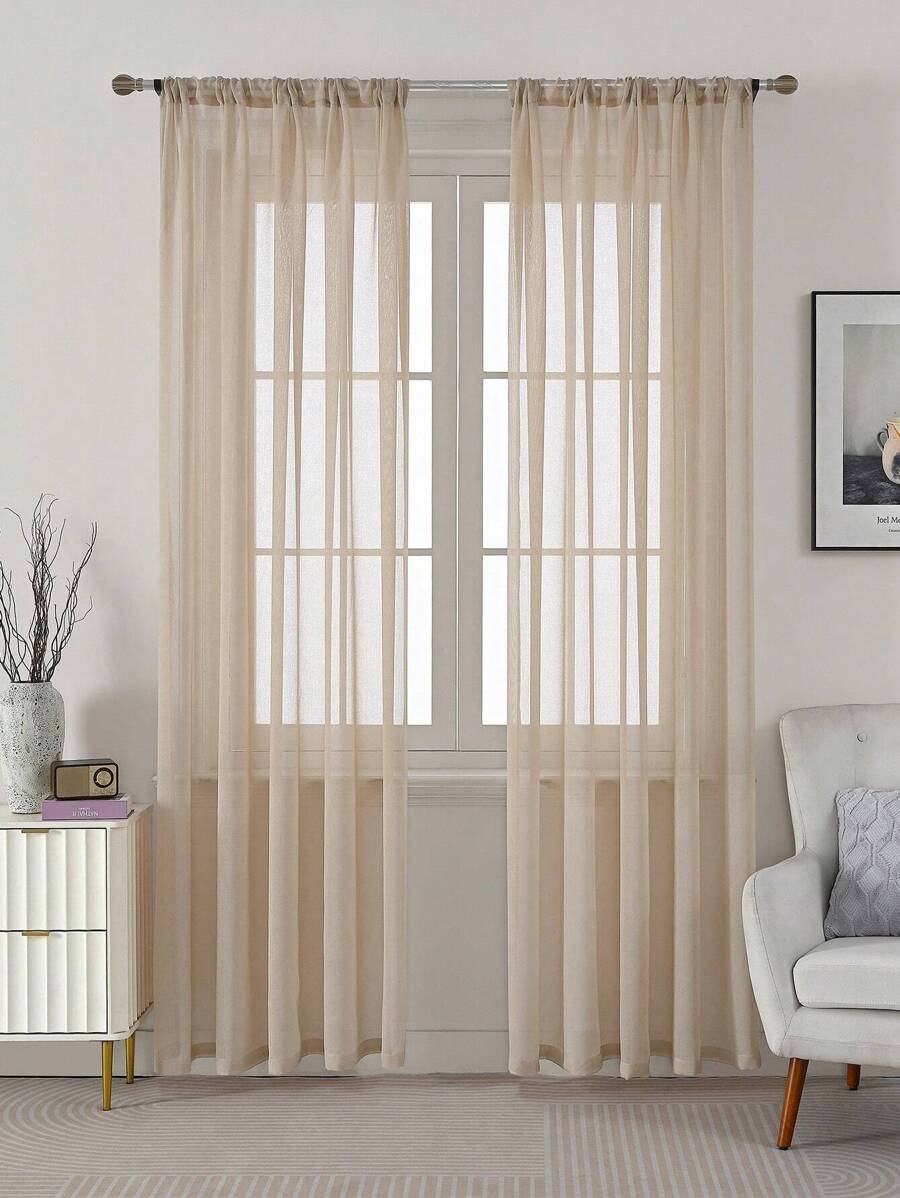 1 Miếng Màu thuần Mềm mại Và Đơn giản Cửa sổ mỏng Rèm Đối với Phòng khách , Phòng ngủ - Cà phê nâu - Xem 1