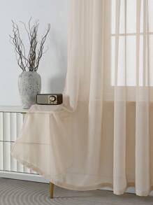 1 Miếng Màu thuần Mềm mại Và Đơn giản Cửa sổ mỏng Rèm Đối với Phòng khách , Phòng ngủ - Cà phê nâu - Xem 2