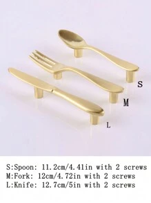 1只創意刀叉形狀廚房櫥櫃把手 - 金色 - 查看 8