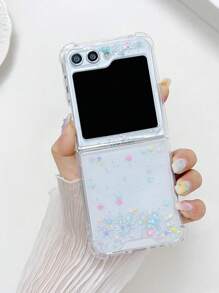 1pc Dreamy Colorful Dots Silicone Glitter Shockproof, Anti-Scratch, Anti-Slip Phone Case Compatible With Samsung Fold Zflip3/Zflip4/Zflip5 - Multicolor - View 1