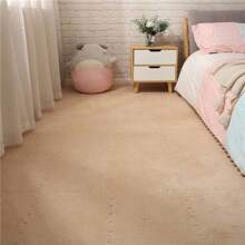 12 件創意拼圖造型互鎖地毯、純色方形磁磚地墊、臥室地毯、床邊地毯 - 12駝 - 查看 2