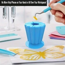 1個矽膠手工用品割草垃圾收集器廢物收集器,用於熱轉印貼紙及htv工藝黏合紙張的收納架 - 藍色 - 查看 6