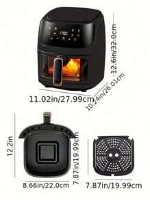 1個空氣炸鍋,6l智能烹飪程式空氣炸鍋烤箱,大容量多功能電炸鍋,家用電子觸控多功能空氣炸鍋,廚房家電 - 黑色/6L/智能款 - 查看 3