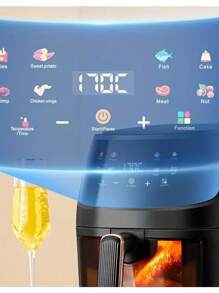 1個空氣炸鍋,6l智能烹飪程式空氣炸鍋烤箱,大容量多功能電炸鍋,家用電子觸控多功能空氣炸鍋,廚房家電 - 黑色/6L/智能款 - 查看 4