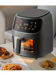 1個空氣炸鍋,6l智能烹飪程式空氣炸鍋烤箱,大容量多功能電炸鍋,家用電子觸控多功能空氣炸鍋,廚房家電 - 黑色/6L/智能款 - 查看 5