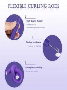 10 件裝捲髮器套裝,耐熱柔性捲髮棒,可扭轉和可彎曲泡沫捲髮器,適合中長發 - 彩色 - 查看 3