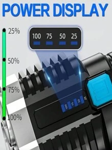 1pc Rechargeable Led Flashlight, Waterproof Strong Light Flash Light 4*LED, Battery Display, COB Side Light,Outdoor Multifunctional Portable Household Flashlight For Emergency, Hiking Camping