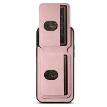 Suteni PU Leather Stand Phone Case Card Holder Wallet Phone Case Compatible With IPhone 17 Pro Max 16 Plus 15 14 13 12 11 For Galaxy S26 S25 Ultra S24 S23 S22 For Google Pixel 9 Pro XL 8A 7 /Black/Brown/Blue/Purple/Pink - Pink - View 7