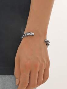 單開線蛇頭葉個人化龐克男士手鍊 - 男士手鐲 - 查看 3