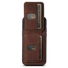 Suteni PU Leather Stand Phone Case Card Holder Wallet Phone Case Compatible With IPhone 16 Pro Max 15 Plus 14 13 12 11 For Galaxy S25 S24 Ultra S23 S22 For Pixel 9 Pro XL 8A 7 /Black/Brown/Blue/Purple/Pink