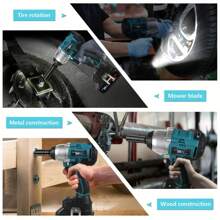 Newone 18v 1/2吋無刷無線沖擊起子,最大扭矩500n.m,2000 Mah電池,3個驅動沖擊轉子,快速eu充電器 - 藍色 - 查看 9