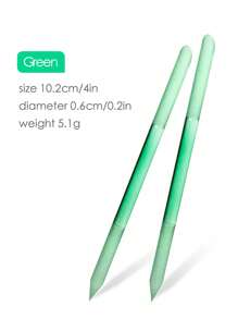 HMQ beauty 1 件裝美甲雙頭磨砂水晶棒指甲銼奈米玻璃銼圓柱形拋光工具美甲工具 - 綠色 - 查看 2